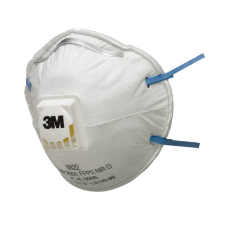 3M Atemschutzmaske 8822, FFP2, mit Ausatemventil und blauer Bebänderung zur schnellen und eindeutigen Erkennung der Schutzstufe