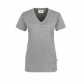 Damen V-Neck T-Shirt Hakro 126, grau meliert