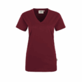 Damen V-Neck T-Shirt Hakro 126, weinrot