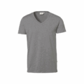 Herren Stretch V-Neck T-Shirt Hakro 272, grau meliert